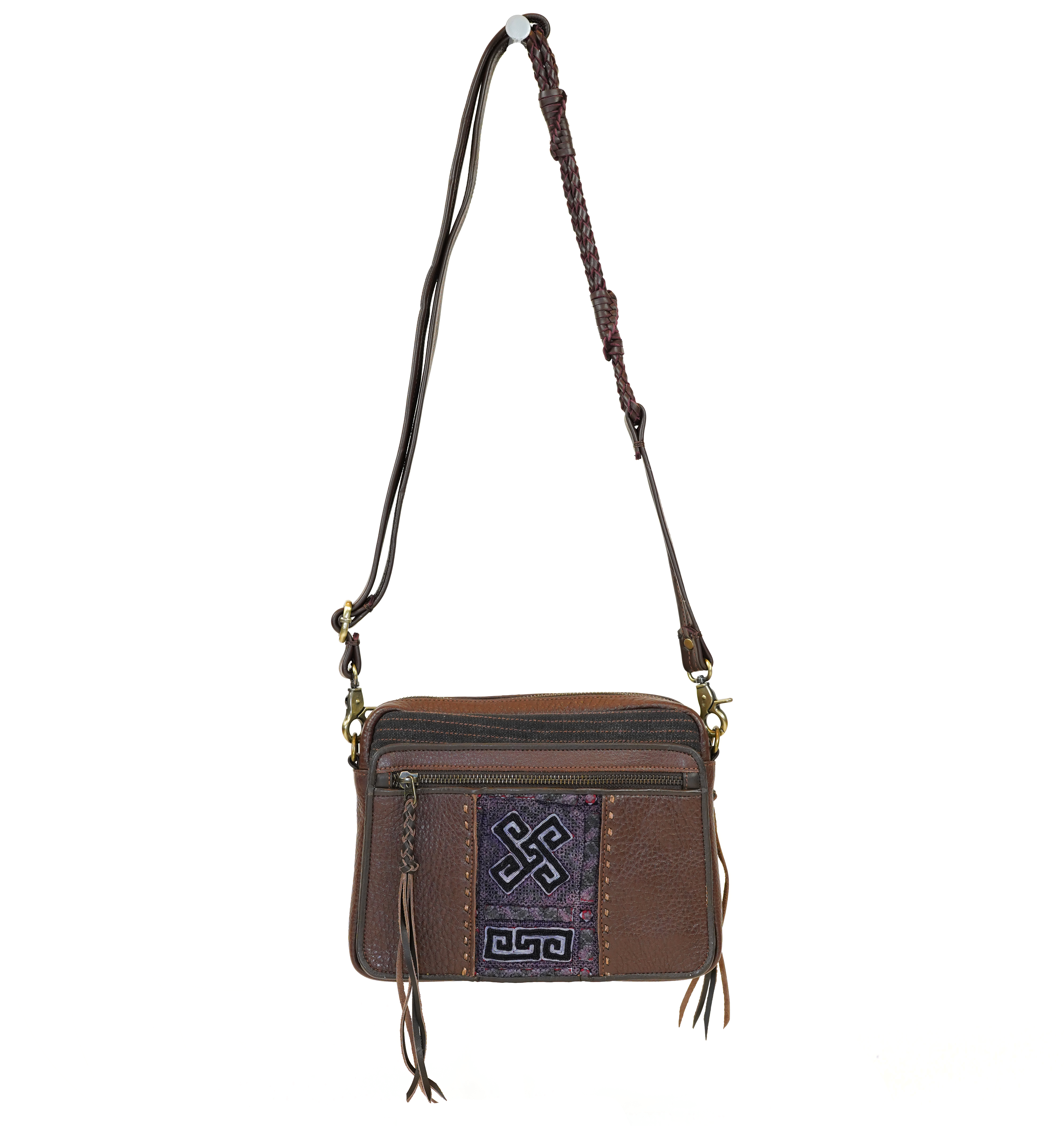 Besace en cuir et coton