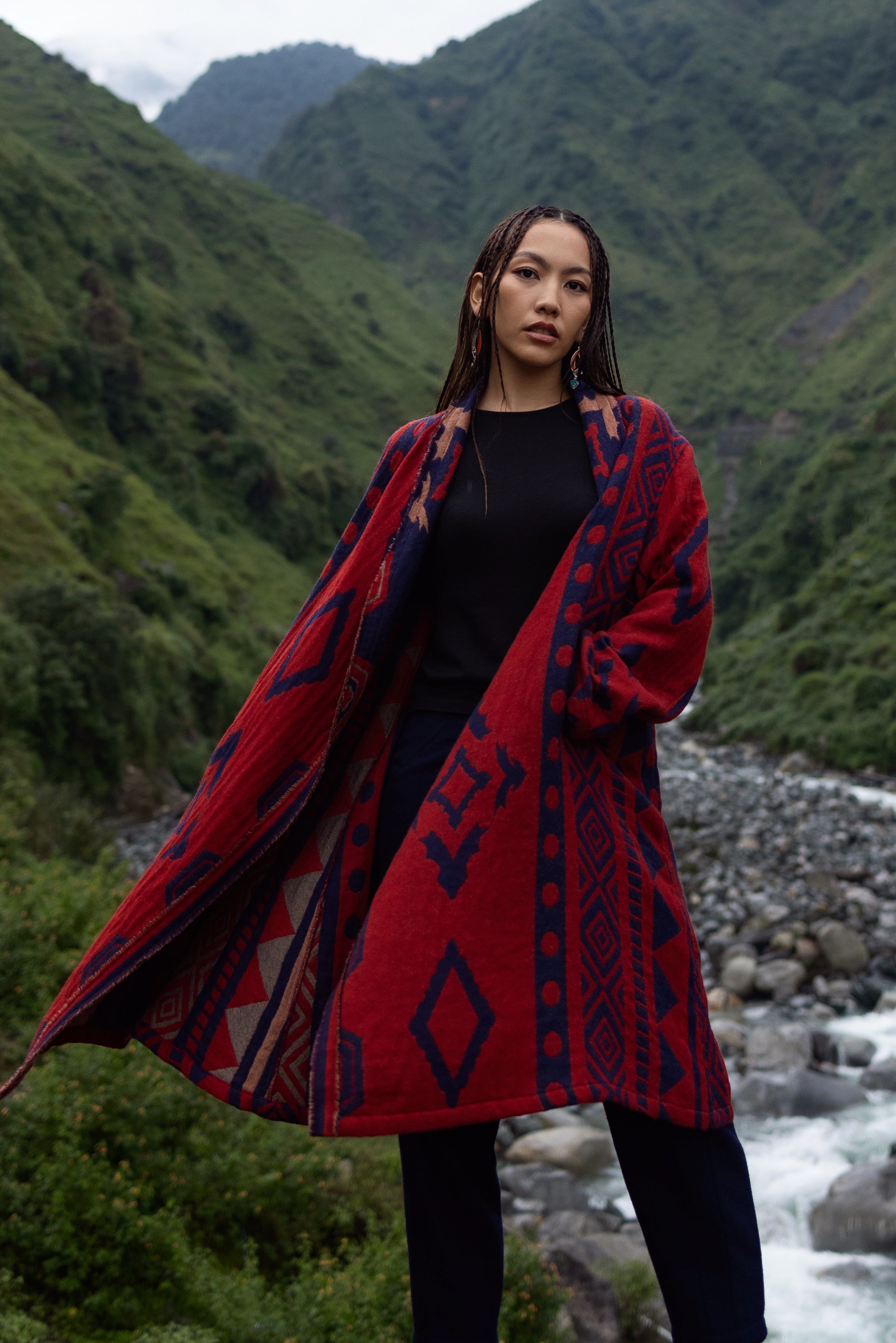 Manteau en jacquard de laine